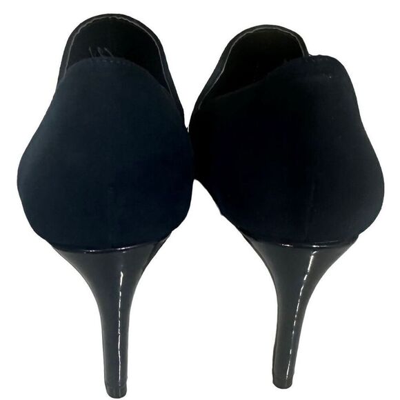 Women's New Calvin Klein Jaclyn Suede Navy Blue Heal Booties With Logo Size 7 - Picture 7 of 7